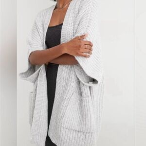 Aerie Gray Knit Poncho